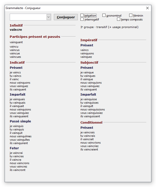 Grammalecte · Conjugueur